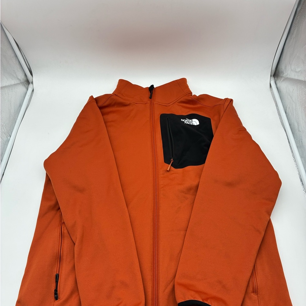 The North Face Orange Full-Zip Jacket with Black Chest Pocket, XL